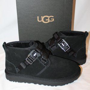 NIB UGG MEN'S QUICKCLICK NEUMEL‎ CHUKKA SUEDE SHEARLING LINED ANKLE BOOTS BLACK